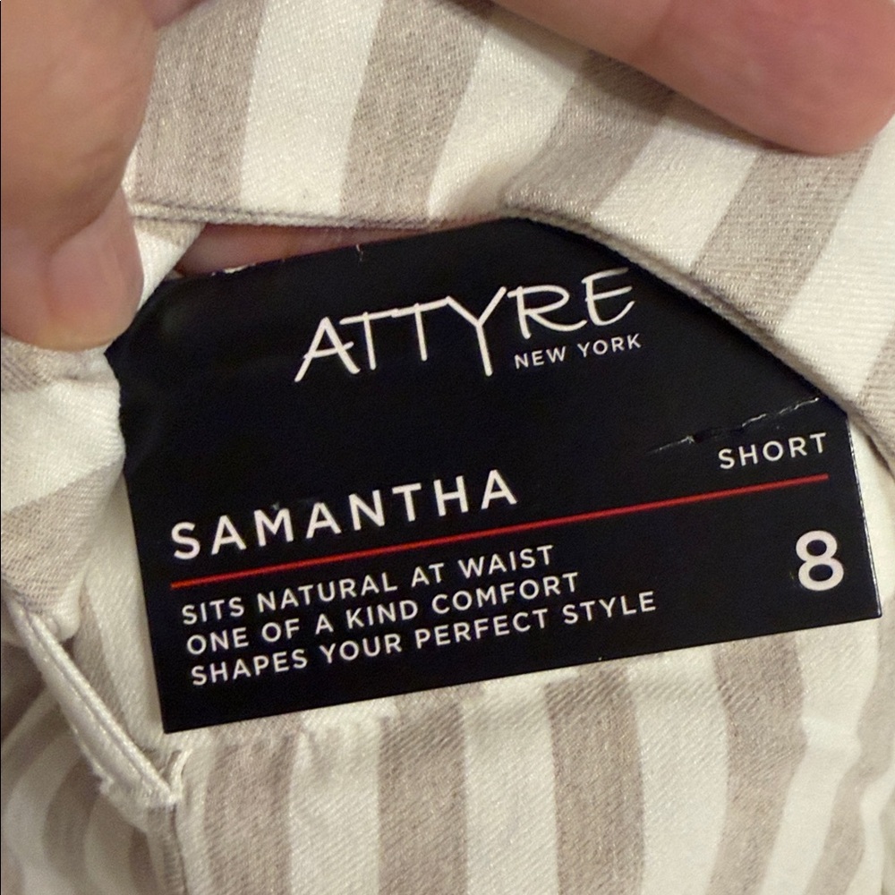 Attyre Beige and White Striped Shorts size 8 brand new inseam 11” waist 30”elas - Picture 5 of 8